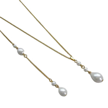 Bridal Wedding Pearl Necklace With Tassel Back Chain
