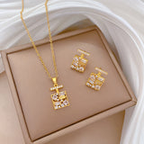 Flash Diamond Tassel Luxury Dress Accessories Dinner Clavicle Necklace Earring CN353