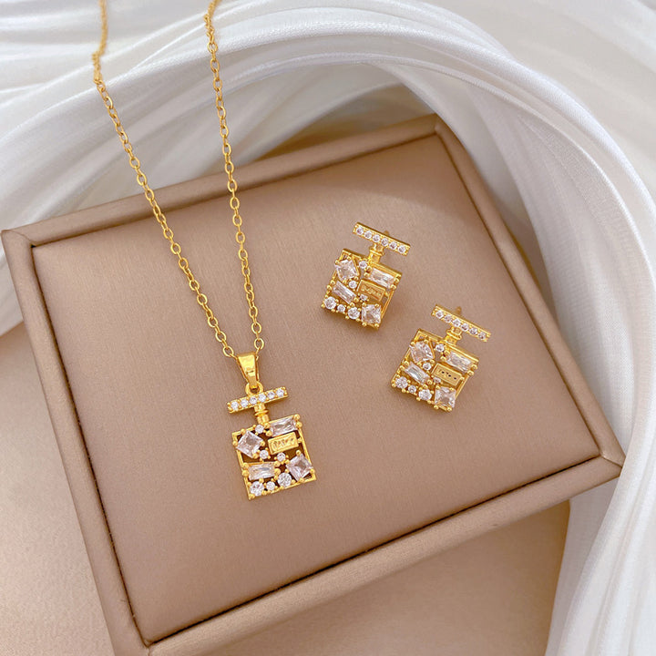 Flash Diamond Tassel Luxury Dress Accessories Dinner Clavicle Necklace Earring CN353
