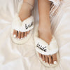 Women's Cross Band Fuzzy Slippers Plush Furry House Slippers Bridesmaid Slippers CN385