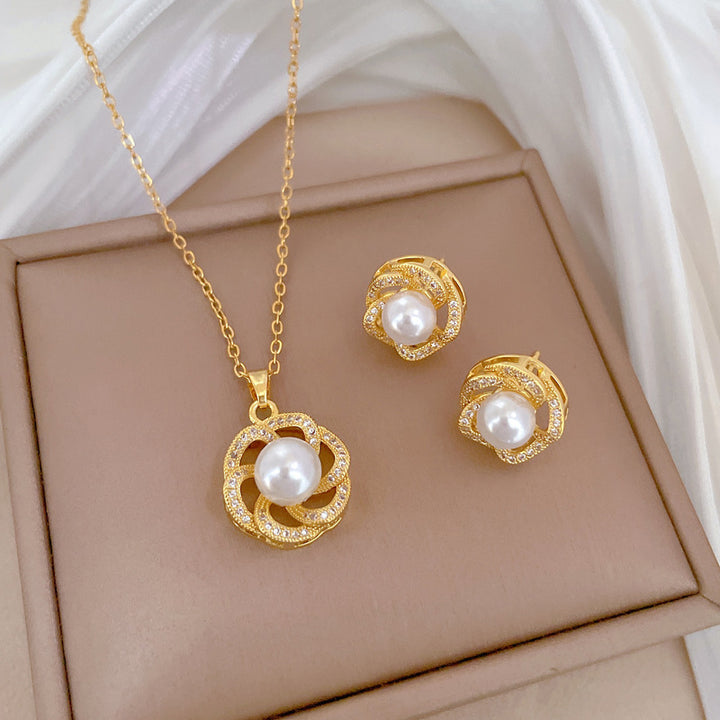 Flash Diamond Tassel Luxury Dress Accessories Dinner Clavicle Necklace Earring CN354