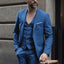Blue Classic 3 Piece Men's Suit with Regular Fit and Sophisticated Peak Lapel