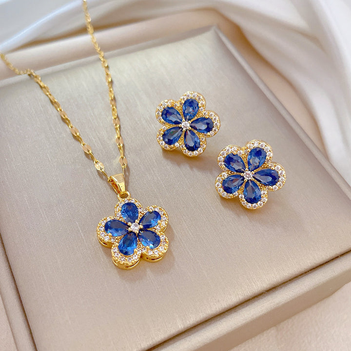 Flash Diamond Tassel Luxury Dress Accessories Dinner Clavicle Necklace Earring CN355