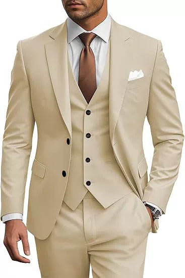 Classic 3 Piece Men's Suit with Regular Fit and Sophisticated Peak Lapel