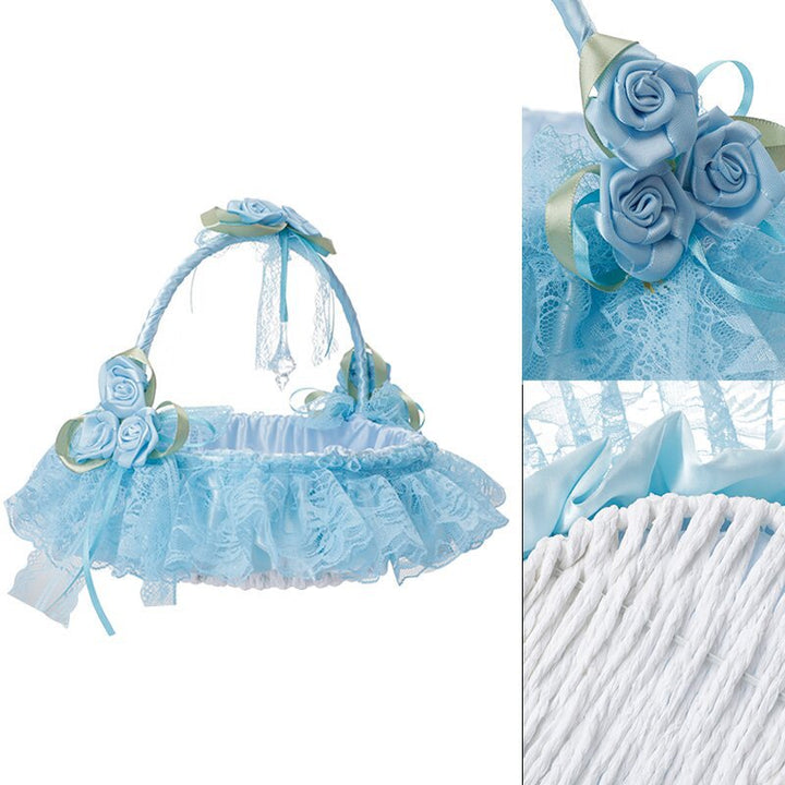 Lace Fabric Wedding Flower Basket, Flower Girl, Flower Basket Bridesmaid Hand Basket, HL-5625
