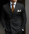 Black Casual Men's 2 Pieces Mens Suit Regular Fit Notch Lapel Tuxedos (Blazer+Pants)