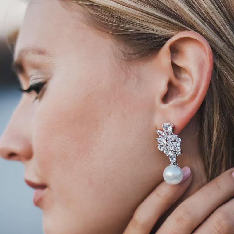 New Floral Ivory Pearl Teardrop Bridal Earrings – Versatile Wedding & Bridesmaid Jewelry