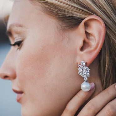 New Floral Ivory Pearl Teardrop Bridal Earrings – Versatile Wedding & Bridesmaid Jewelry