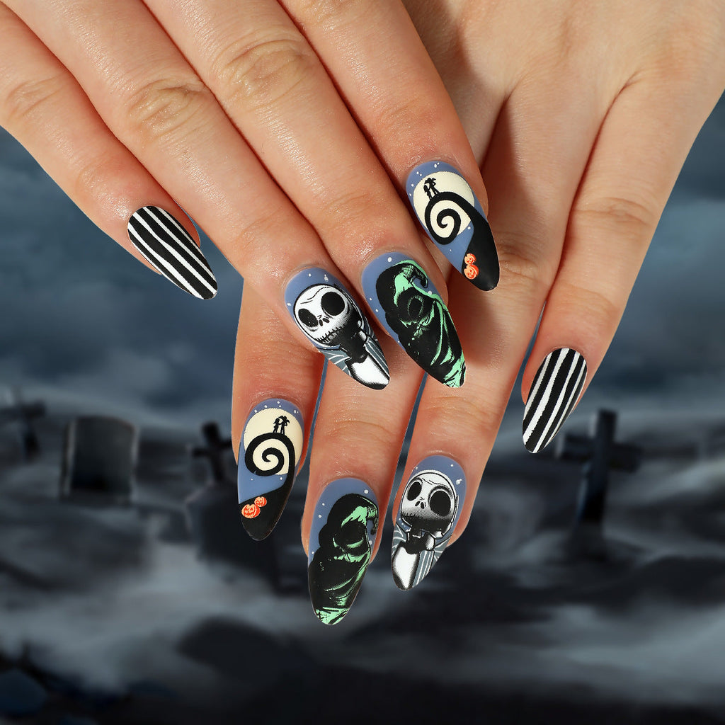 Halloween Wearable Nail Art Stickers Ghost Nail Decals Horror Ghost Long