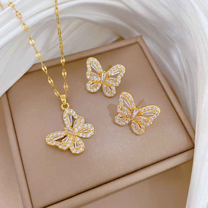 Flash Diamond Tassel Luxury Dress Accessories Dinner Clavicle Necklace Earring CN357