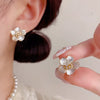 Sweet Silver Flower Beading Earrings