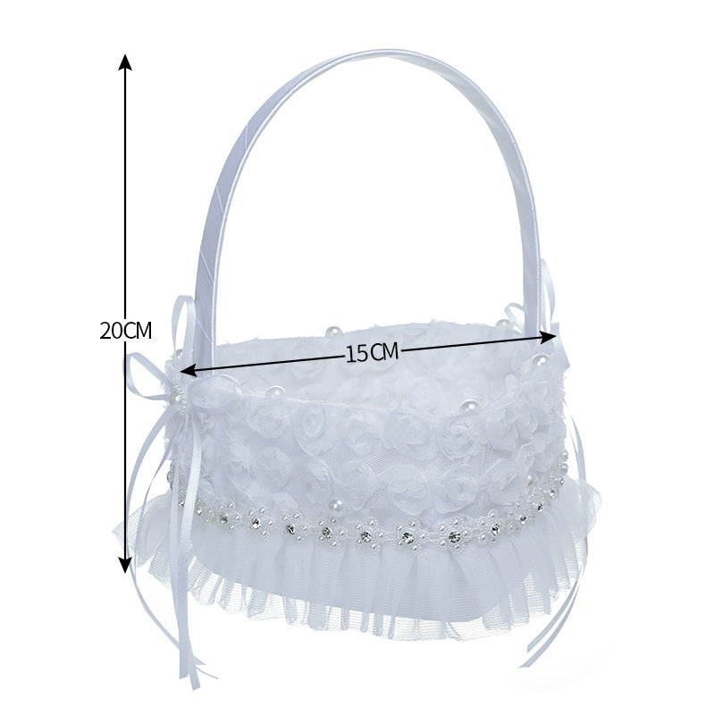 White Lace Portable Flower Basket , HL-5741