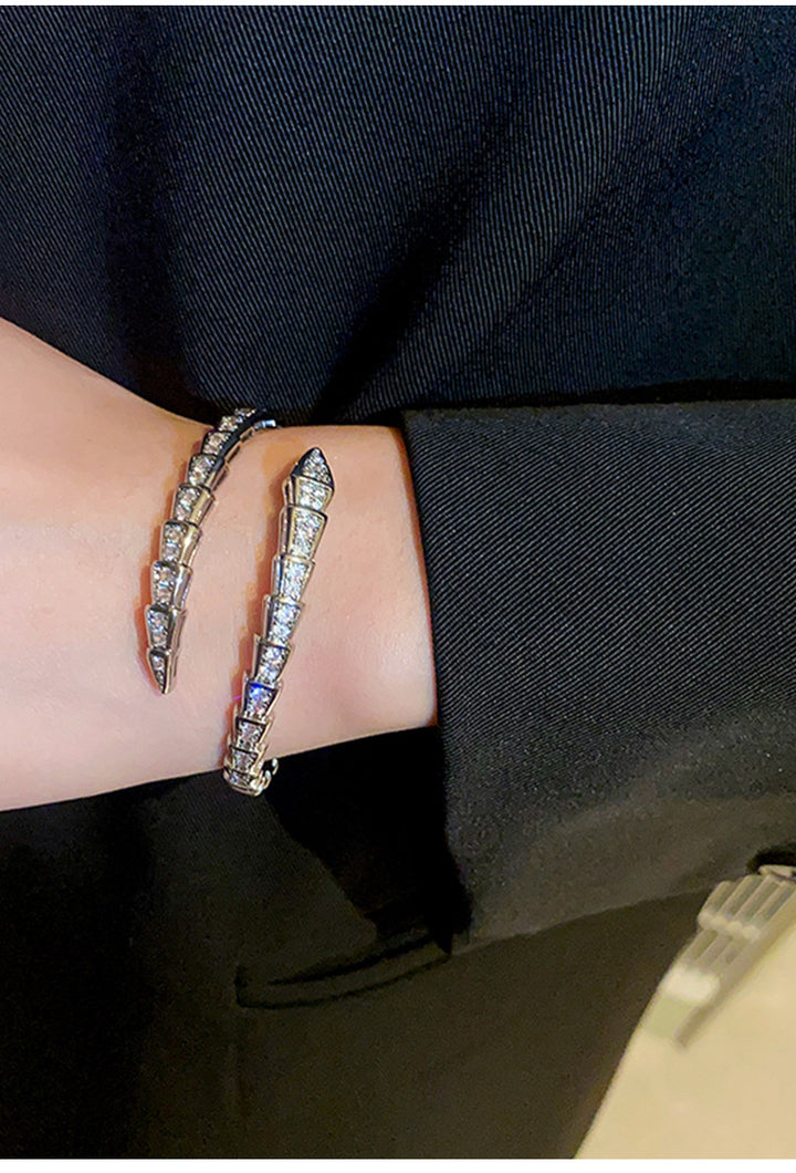 Zircon Snake Bracelet Female Design Silver Snake Opening Fashion Bracelet CN20