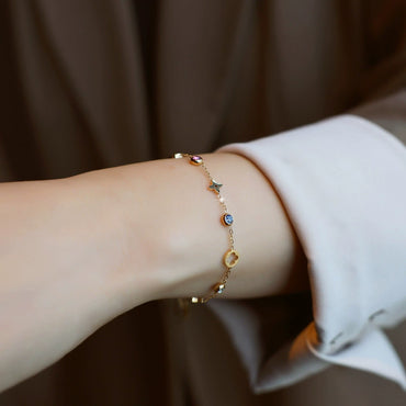 Colourful Clover Bracelet Zircon Chain Accessory