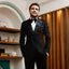 Sparkly Black men's plus-size collar suit 2 piece Double Row Sequins Suit