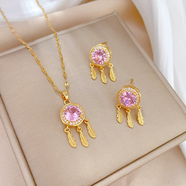 Flash Diamond Tassel Luxury Dress Accessories Dinner Clavicle Necklace Earring CN364