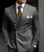 Dark Grey Casual Men's 2 Pieces Mens Suit Regular Fit Notch Lapel Tuxedos (Blazer+Pants)