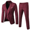 Casual Men's Suit Slim Fit Single Breasted 3 Piece Business Tuxedos