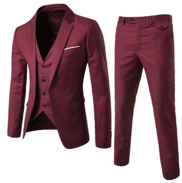 Casual Men's Suit Slim Fit Single Breasted 3 Piece Business Tuxedos