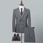 New Men's Grey Double-breasted 2 Piece Suit  for Business Wedding