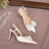 White Detachable Wedding Bride Shoes Summer Satin Bridesmaid Shoes