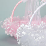 Lace White Bow Decoration Portable Flower Basket With Movable Handle, HL-5721
