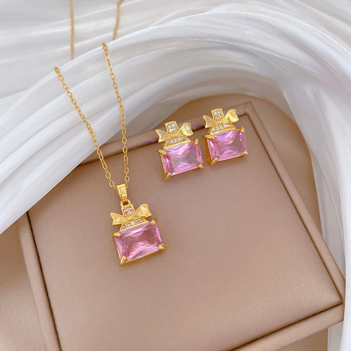 Flash Diamond Tassel Luxury Dress Accessories Dinner Clavicle Necklace Earring CN363