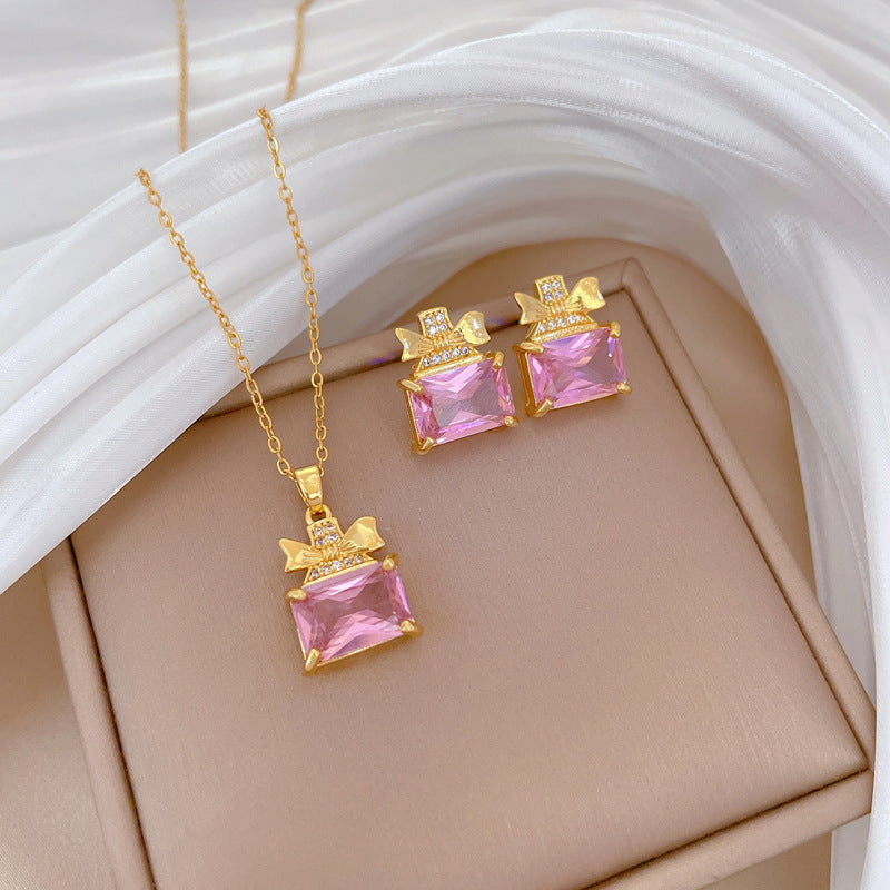 Flash Diamond Tassel Luxury Dress Accessories Dinner Clavicle Necklace Earring CN363