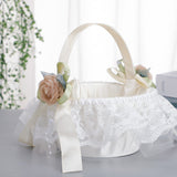 Pearl Bow Flower Decoration Lace Flower Basket Wedding Flower Portable Flower Basket, HL-5737