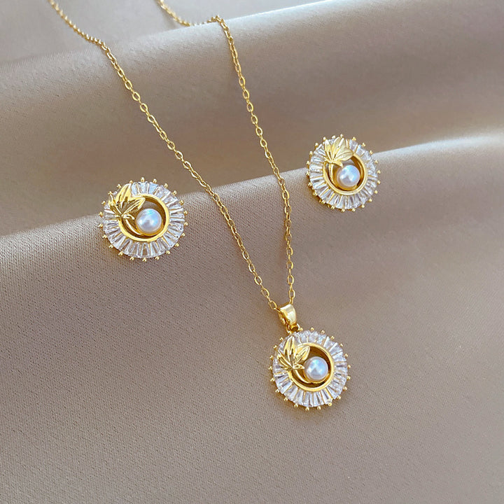 Flash Diamond Tassel Luxury Dress Accessories Dinner Clavicle Necklace Earring CN366