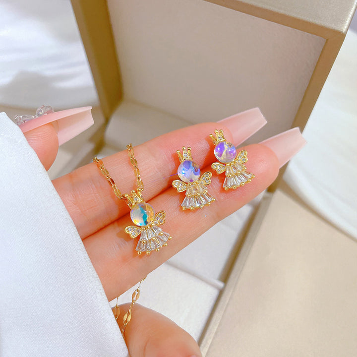 Flash Diamond Tassel Luxury Dress Accessories Dinner Clavicle Necklace Earring CN367