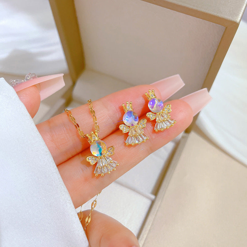 Flash Diamond Tassel Luxury Dress Accessories Dinner Clavicle Necklace Earring CN367