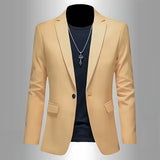 Casual Single-row Button Suit Jacket Men's Slim Suit Jacket Long Sleeves Suit