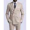 Taupe Double-breasted Suit Men Coat Slim Business Casual 2 Piece Suit