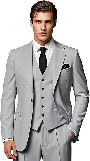 Classic 3 Piece Men's Suit with Regular Fit and Sophisticated Peak Lapel