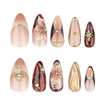 Rhinestone Fake Nails, False Nails Bling Wedding Press On Nails With Design For Women And Girls