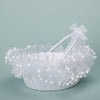 Lace White Bow Decoration Portable Flower Basket With Movable Handle, HL-5721