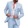 Linen new men's plus-size collar suit 2 piece single-row one-button suit