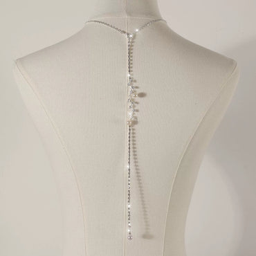Bridal Wedding Pearl Necklace With Tassel Back Chain