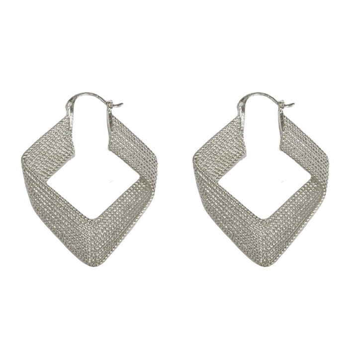 Silver Exaggerated Metal Diamond Earrings