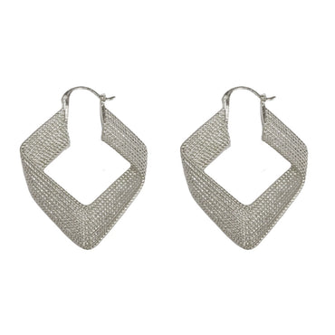 Silver Exaggerated Metal Diamond Earrings