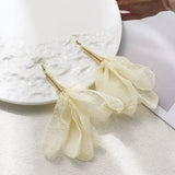 Luxe Summer Statement Earrings – Sheer Yellow Floral Tassel Drops
