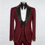 Sparkly Burgundy Classic 3 Piece Men's Suit with Regular Fit and Sophisticated Peak Lapel