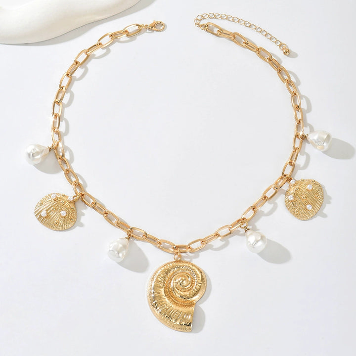 Bohemian Pearl & Shell Choker Necklace – Beachy Layering Piece