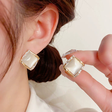 Sparkling Square Diamond Earring Design Earrings