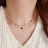 Pearl Zircon Square Diamond Pendant Necklace Chain