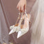 White Detachable Wedding Bride Shoes Summer Satin Bridesmaid Shoes