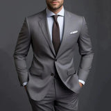 Elegant men's plus-size collar suit 2 piece Single Row Suit