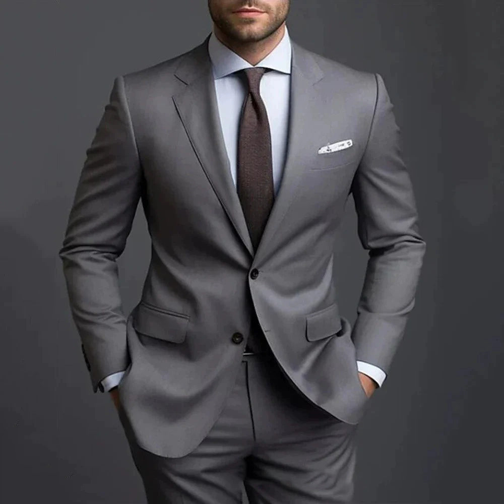 Elegant men's plus-size collar suit 2 piece Single Row Suit