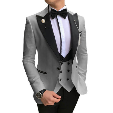 Classic 3 Piece Men's Suit with Regular Fit and Sophisticated Peak Lapel